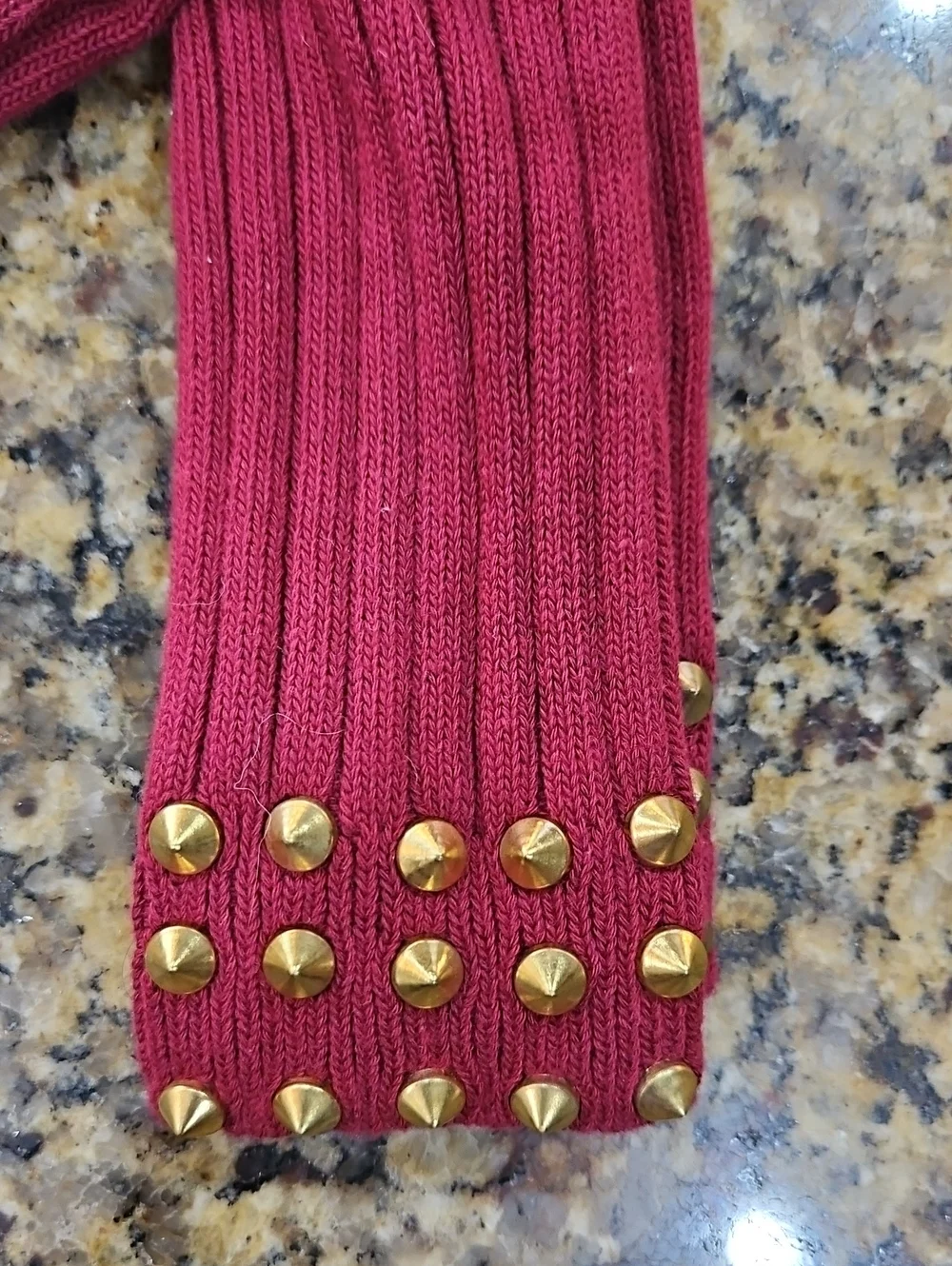 NWT Nordstrom Stance Women's Red  Burgundy Gold Studded Ribbed Socks Osfm
